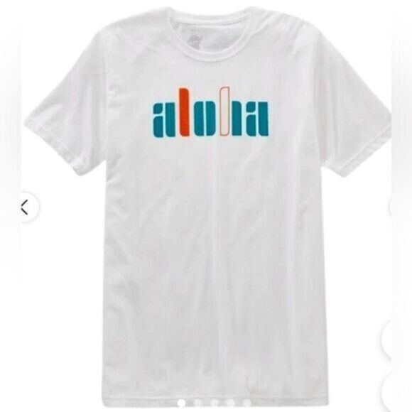 NWOT LinkSoul Unisex White Short Sleeve Tee Shirt Aloha - Size Large - Picture 1 of 5